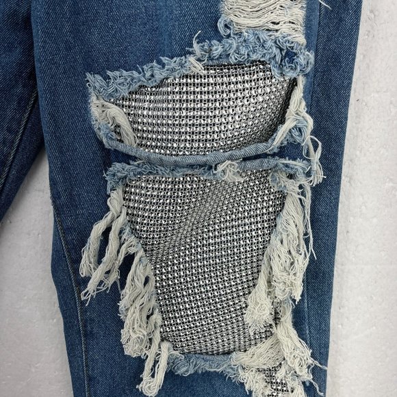 Fashion Nova Blue Medium Wash Boyfriend Jeans Size 9 NWT - Picture 5 of 5